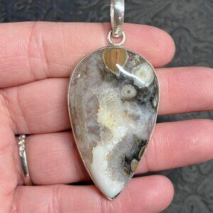 Druzy Ocean Jasper Pendant Stone Crystal Jewelry